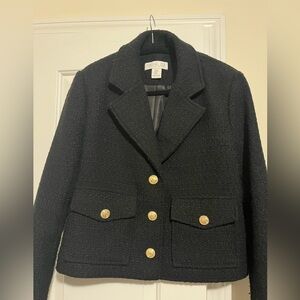 Rachel Zoe Textured Black Blazer with Gold Accents